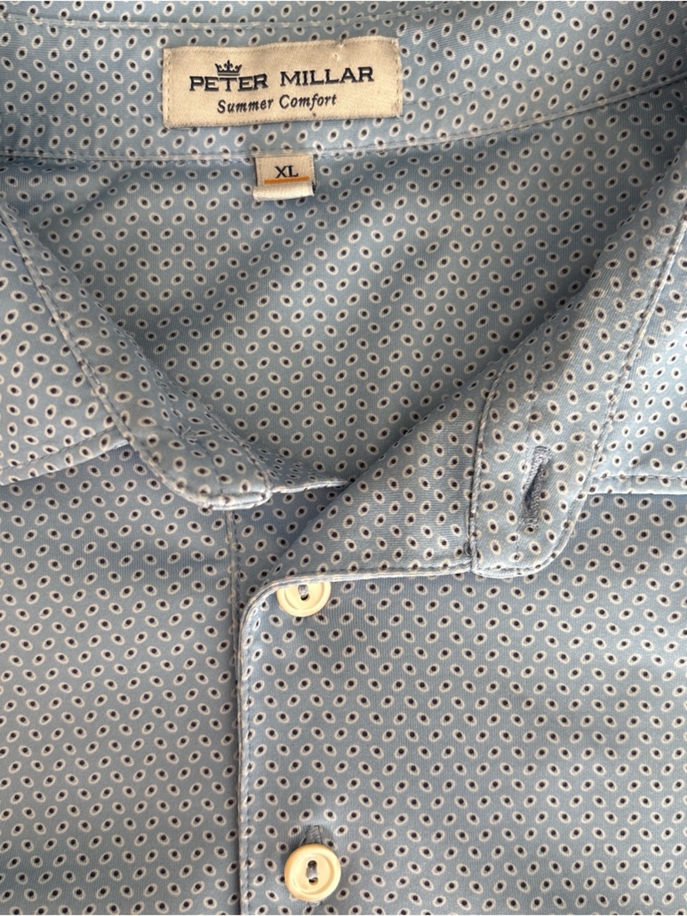 Peter Millar Light Blue Micro-Pattern Short Sleeve Button-Down Shirt